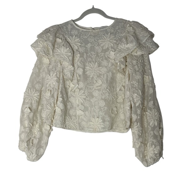 House of Harlow 1960 Tops - House of Harlow Top Women's‎ Small 3D Floral  Lace Embroider Balloon Sleeve